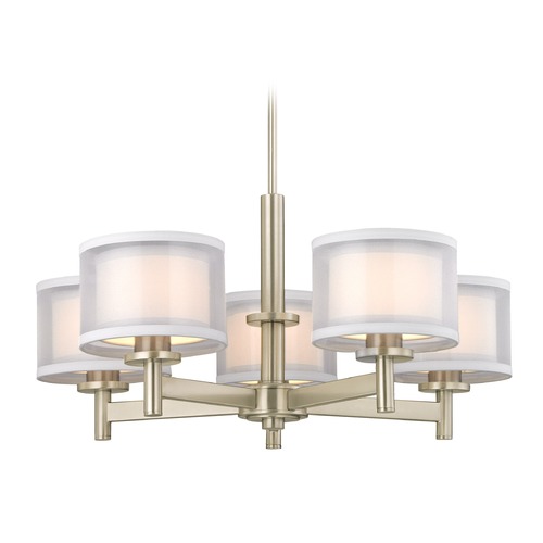 Dolan Designs Lighting Double Organza 26-Inch Chandelier in Satin Nickel with Organza Shades 1270-09