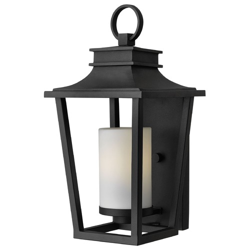 Hinkley Outdoor Wall Light with White Glass in Black by Hinkley Lighting 1744BK
