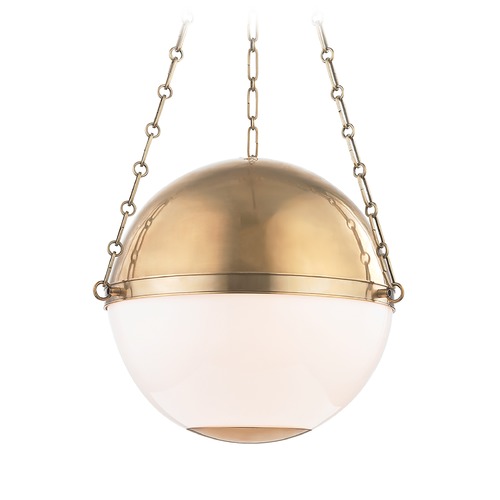 Hudson Valley Lighting Sphere No. 2 Aged Brass Pendant with Opal Glass by Hudson Valley Lighting MDS751-AGB