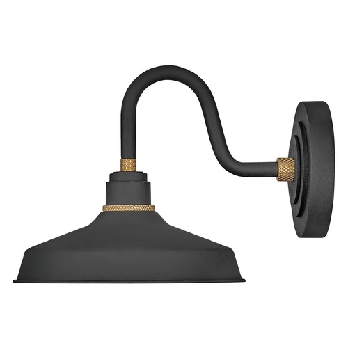 Hinkley Foundry 9.50-Inch Wide Textured Black & Brass Barn Light by Hinkley Lighting 10231TK