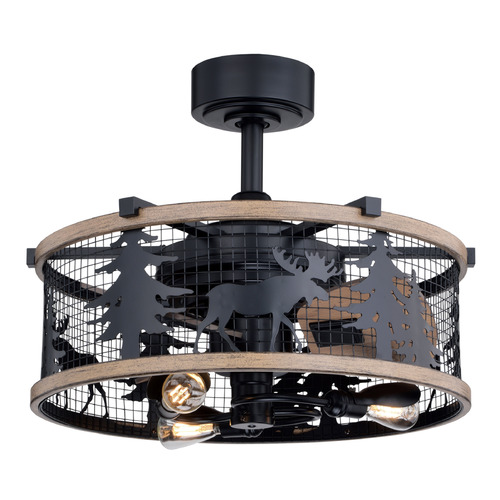 Vaxcel Lighting Vaxcel Lighting Kodiak Black & Burnished Teak LED Ceiling Fan with Light F0103