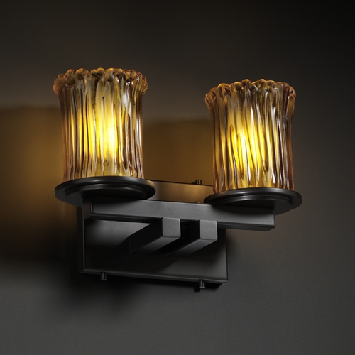 Justice Design Group Veneto Luce Collection Matte Black Bathroom Light by Justice Design Group GLA-8772-16-AMBR-MBLK
