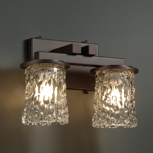 Justice Design Group Veneto Luce Collection Dark Bronze Bathroom Light by Justice Design Group GLA-8772-16-CLRT-DBRZ