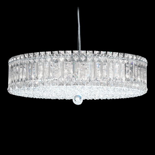 Schonbek Lighting Schonbek Worldwide Lighting Plaza Polished Stainless Steel Pendant Light with Drum Shade 6672O