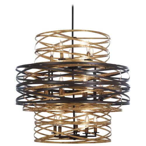 Minka Lavery Vortic Flow Dark Bronze with Mosaic Gold Chandelier by Minka Lavery 4679-111