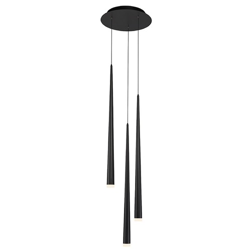 Modern Forms by WAC Lighting Cascade 3-Light LED Pendant in Black by Modern Forms PD-41803R-BK