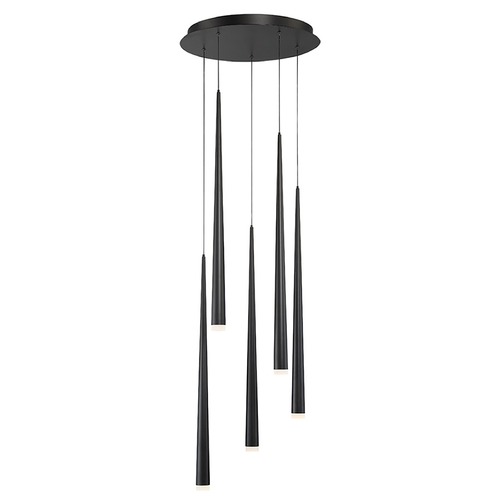 Modern Forms by WAC Lighting Cascade 5-Light LED Linear Pendant in Black by Modern Forms PD-41805R-BK