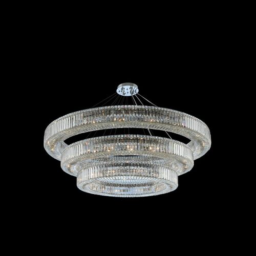 Allegri Lighting Rondelle 60-Inch 3-Tier Pendant in Polished Chrome by Allegri Crystal 11714-010-FR001