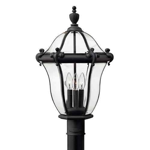 Hinkley Post Light with Clear Glass in Museum Black by Hinkley Lighting 2441MB