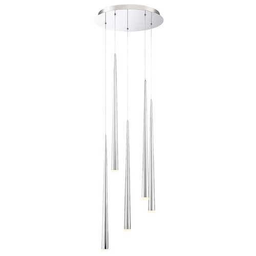 Modern Forms by WAC Lighting Cascade 5-Light LED Pendant in Polished Nickel by Modern Forms PD-41805R-PN