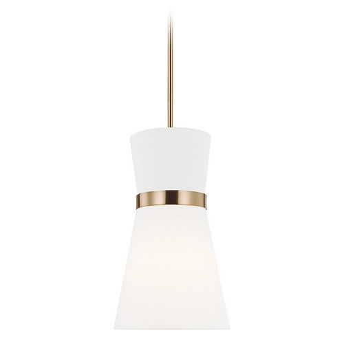 Visual Comfort Studio Collection Visual Comfort Studio Collection Clark Satin Brass Mini-Pendant Light with Conical Shade 6590501-848