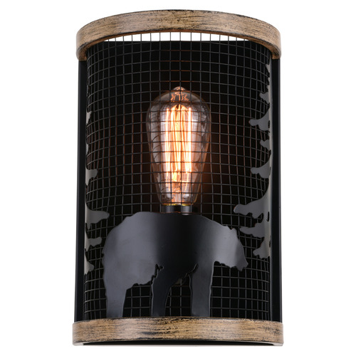 Vaxcel Lighting Vaxcel Lighting Kodiak Black & Burnished Teak Sconce W0408