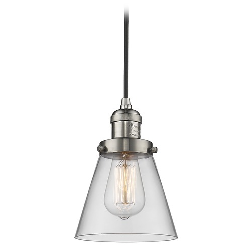 Innovations Lighting Small Cone Brushed Satin Nickel Mini Pendant by Innovations Lighting 201C-SN-G62
