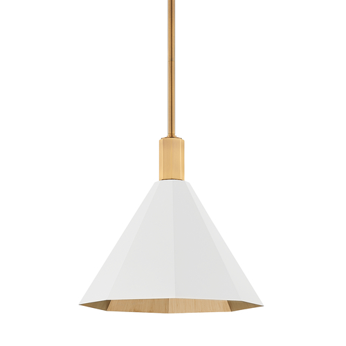 Troy Lighting Huntley 15-Inch Pendant in Patina Brass & Soft White by Troy Lighting F8315-PBR/SWH
