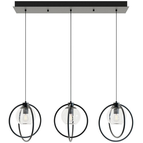 AFX Lighting Afx Lighting Jamie Black Multi-Light Pendant with Globe Shade JAMP12MBBKLNR3