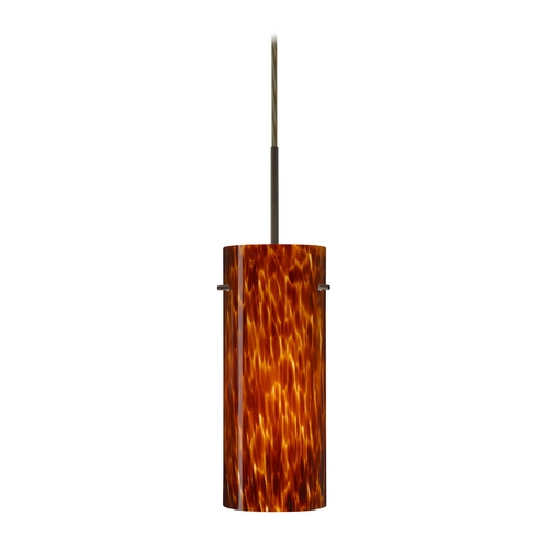 Besa Lighting Modern Pendant Light Amber Glass Bronze by Besa Lighting 1JT-412318-BR
