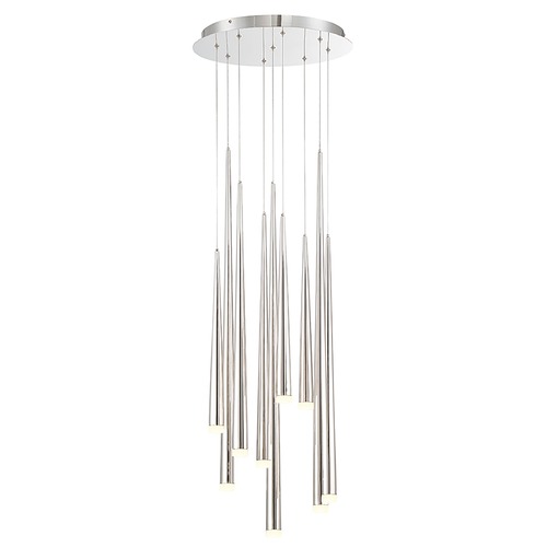 Modern Forms by WAC Lighting Cascade 9-Light LED Pendant in Polished Nickel by Modern Forms PD-41809R-PN