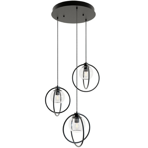 AFX Lighting Afx Lighting Jamie Black Multi-Light Pendant with Globe Shade JAMP12MBBKRND3