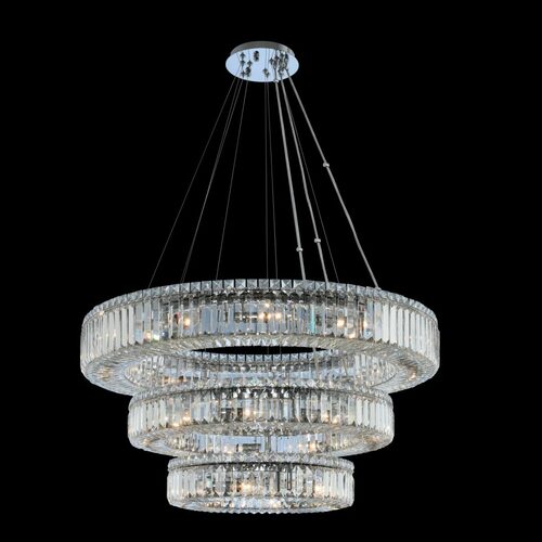 Allegri Lighting Rondelle 36-Inch 3-Tier Pendant in Polished Chrome by Allegri Crystal 11771-010-FR001