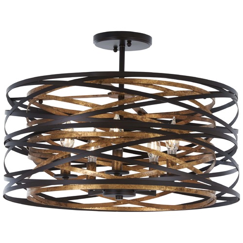 Minka Lavery Vortic Flow Dark Bronze with Mosaic Gold Semi-Flush Mount by Minka Lavery 4671-111
