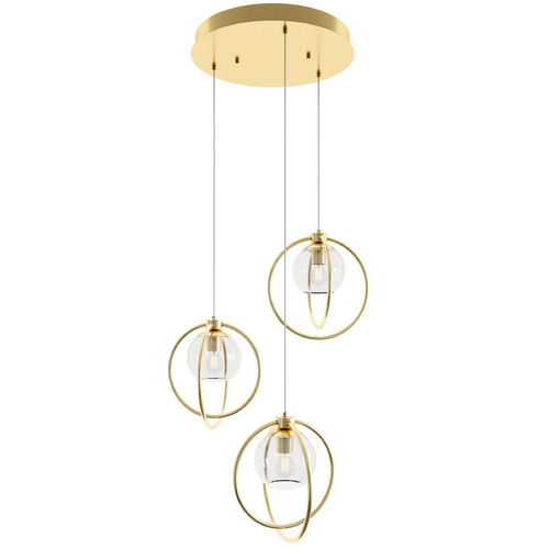 AFX Lighting Afx Lighting Jamie Satin Brass Multi-Light Pendant with Globe Shade JAMP12MBSBRND3