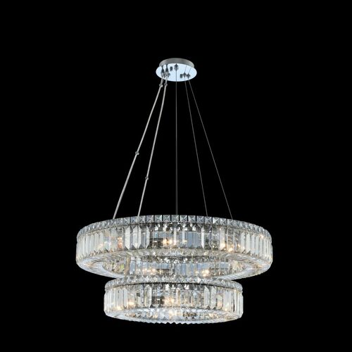 Allegri Lighting Rondelle 26-Inch 2-Tier Pendant in Polished Chrome by Allegri Crystal 11775-010-FR001