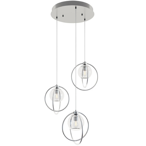 AFX Lighting Afx Lighting Jamie Satin Nickel Multi-Light Pendant with Globe Shade JAMP12MBSNRND3