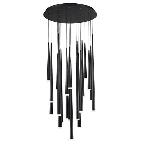 Modern Forms by WAC Lighting Cascade 21-Light LED Pendant in Black by Modern Forms PD-41821R-BK