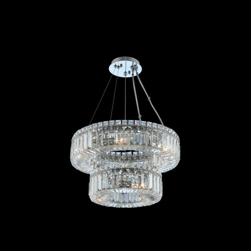 Allegri Lighting Rondelle 18-Inch 2-Tier Pendant in Polished Chrome by Allegri Crystal 11776-010-FR001