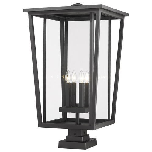 Z-Lite Seoul Black Post Light by Z-Lite 571PHXXLS-SQPM-BK