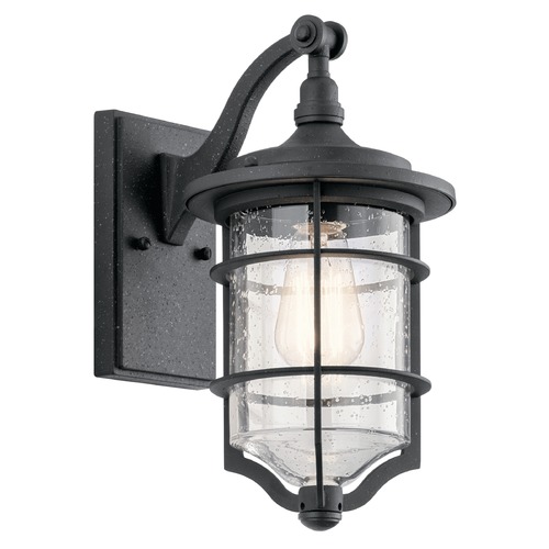 Kichler Lighting Seeded Glass Outdoor Wall Light Black by Kichler Lighting 49126DBK
