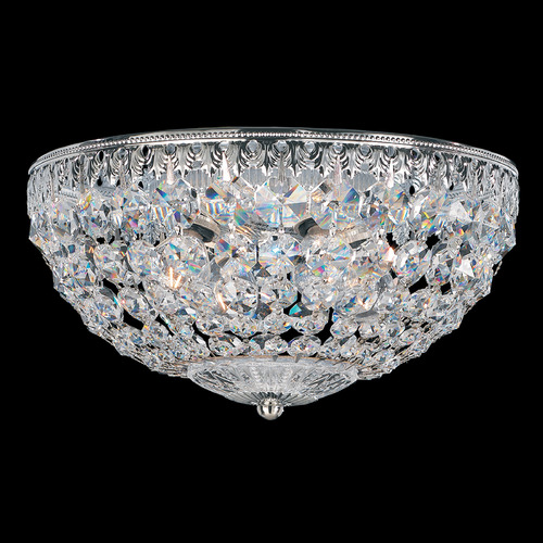 Schonbek Lighting Schonbek Worldwide Lighting Petit Crystal Polished Silver Flushmount Light 1560-40O