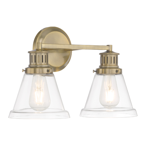 Norwell Lighting Alden 2-Light Bath Light in Antique Brass 2402-AN-CL