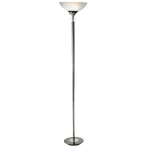 Adesso Home Lighting Modern Torchiere Lamp with White Glass in Black Nickel Finish 5120-01