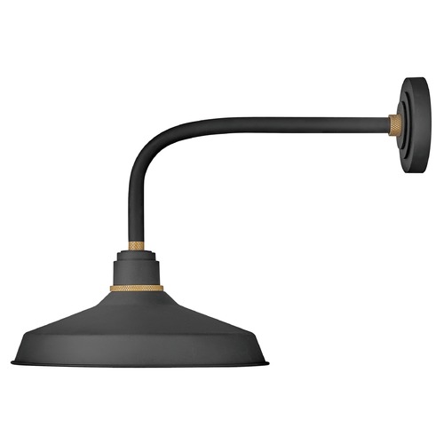 Hinkley Foundry 16-Inch Wide Textured Black & Brass Barn Light by Hinkley Lighting 10413TK