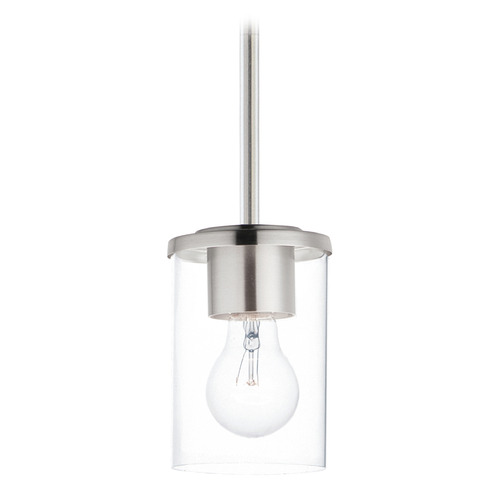Maxim Lighting Maxim Lighting Corona Satin Nickel Mini-Pendant Light with Cylindrical Shade 90200CLSN