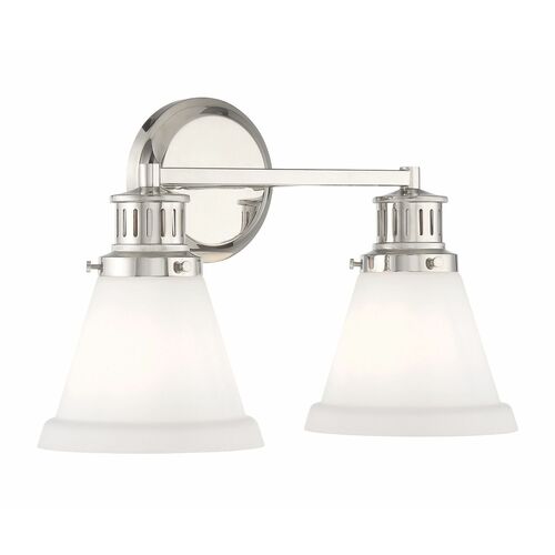Norwell Lighting Alden 2-Light Bath Light in Polished Nickel 2402-PN-MO