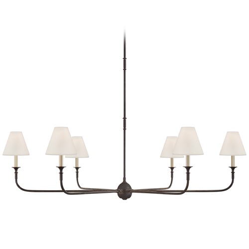 Visual Comfort Signature Collection Thomas OBrien Piaf Chandelier in Aged Iron & Oak by Visual Comfort Signature TOB5452AIEBOL