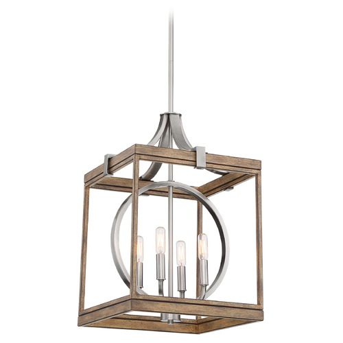 Minka Lavery Country Estates Wood and Brush Nickel Pendant by Minka Lavery 4014-280