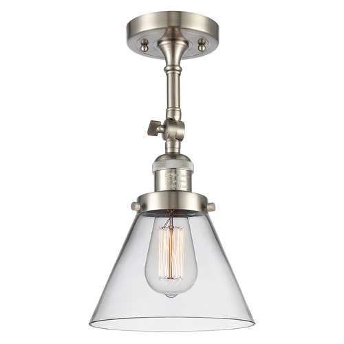 Innovations Lighting Large Cone Brushed Satin Nickel Semi-Flush Mount by Innovations Lighting 201F-SN-G42