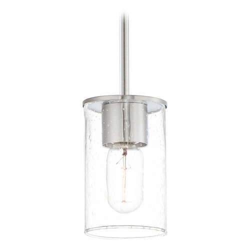 Maxim Lighting Maxim Lighting Sleek Satin Nickel Mini-Pendant Light with Cylindrical Shade 91840CDSN