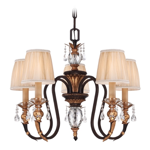 Metropolitan Lighting Bronze Crystal Chandelier with Pleated Shades by Metropolitan Lighting N6645-258B