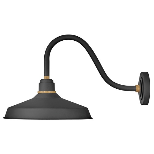 Hinkley Foundry 16-Inch Wide Textured Black & Brass Barn Light by Hinkley Lighting 10443TK