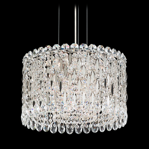 Schonbek Lighting Schonbek Worldwide Lighting Sarella Polished Stainless Steel Pendant Light with Drum Shade RS8345N-401R
