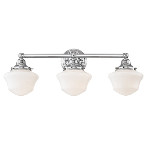 Design Classics Lighting Schoolhouse Bathroom Light Chrome White Opal Glass 3 Light 23.125 Inch Length WC3-26 GC6