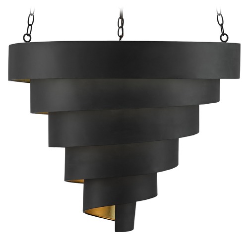 Currey and Company Lighting Currey and Company Chiffonade Antique Black / Gold Leaf Pendant Light 9000-0497