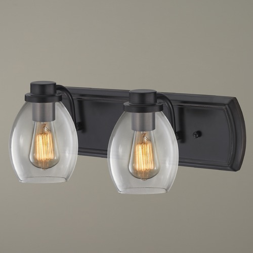 Design Classics Lighting Transitional 2-Light Bath Wall Light with Clear Glass in Bronze 1202-36 GL1034-CLR