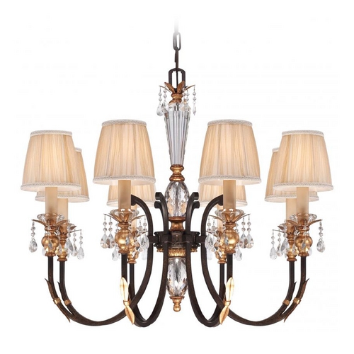 Metropolitan Lighting Crystal Six-Light Chandelier in Bronze  with Pleated Shades by Metropolitan Lighting N6648-258B