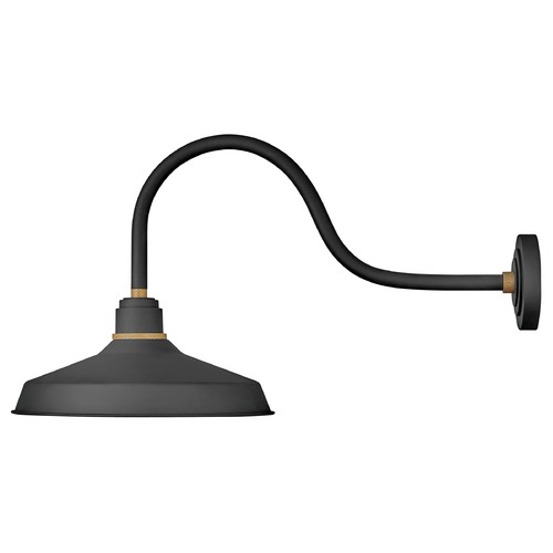 Hinkley Foundry 16-Inch Wide Textured Black & Brass Barn Light by Hinkley Lighting 10453TK