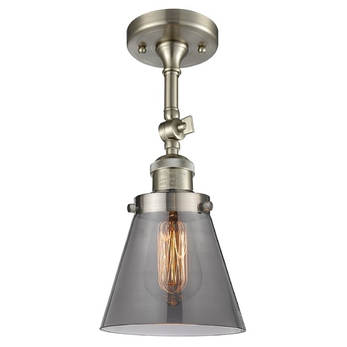 Innovations Lighting Small Cone Brushed Satin Nickel Semi-Flush Mount by Innovations Lighting 201F-SN-G63